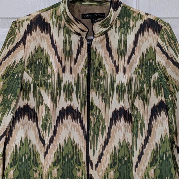 Preston & York Women's Elegant Full-Zip Jacket, Green/Brown, Size 8 - Picture 3 of 16